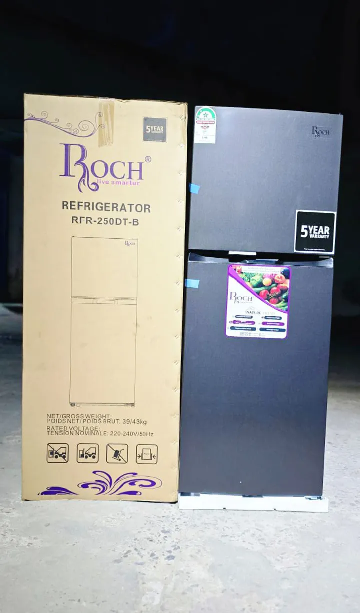 197 Litres Roch RFR-250-dt-b Double Door NO FROST Refrigerator - Total No Frost Technology, Maintains even temperature, preventing ice build-up and keeping food fresh longer.