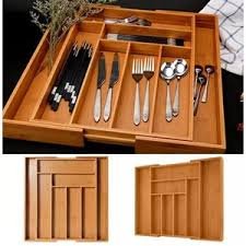 Multifunctional Big Bamboo Expandable Cutlery Drawer Organizer