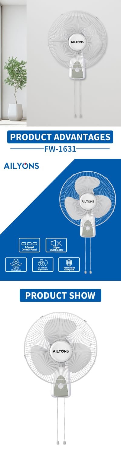 🔥 Ailyons 16-Inch Powerful Wall Fan FW-1631 – Strong Cooling &amp; Space-Saving Design
