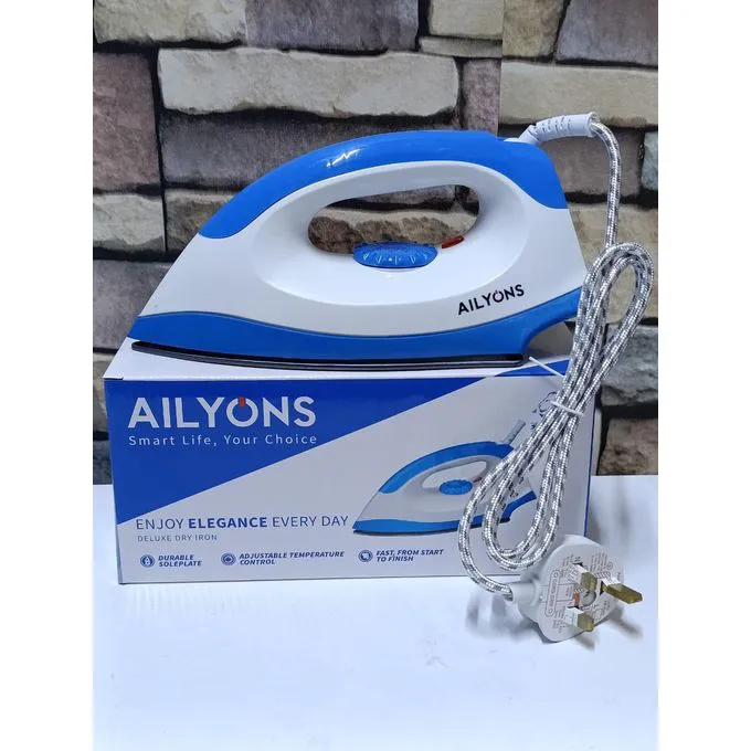 AILYON HD198A Electric Dry Iron Box White &amp; Blue, Fast Heating Lightweight Ironbox for Home, Office &amp; Hostel Use in Kenya with Non-Stick Soleplate